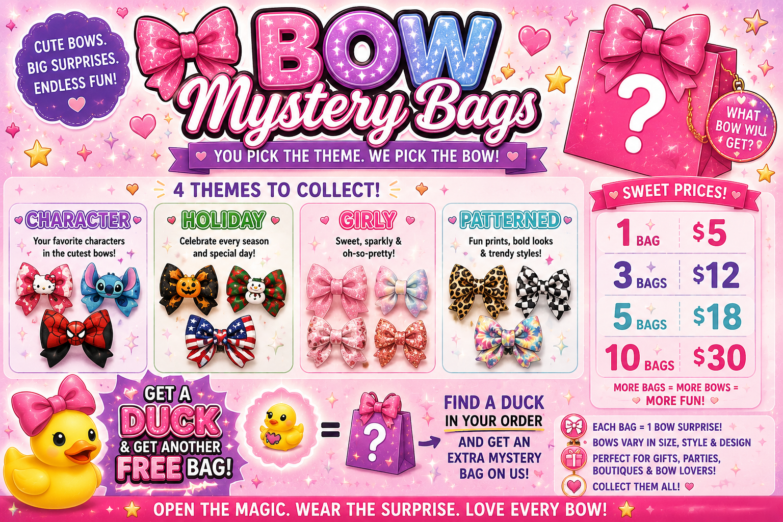 🎀 Mystery Bow Bags – Every Bag is a Surprise!